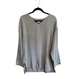 NWT CMC Color Me Cotton CLICK Womens Tunic Top Blue Chambray Pullover Sz Large